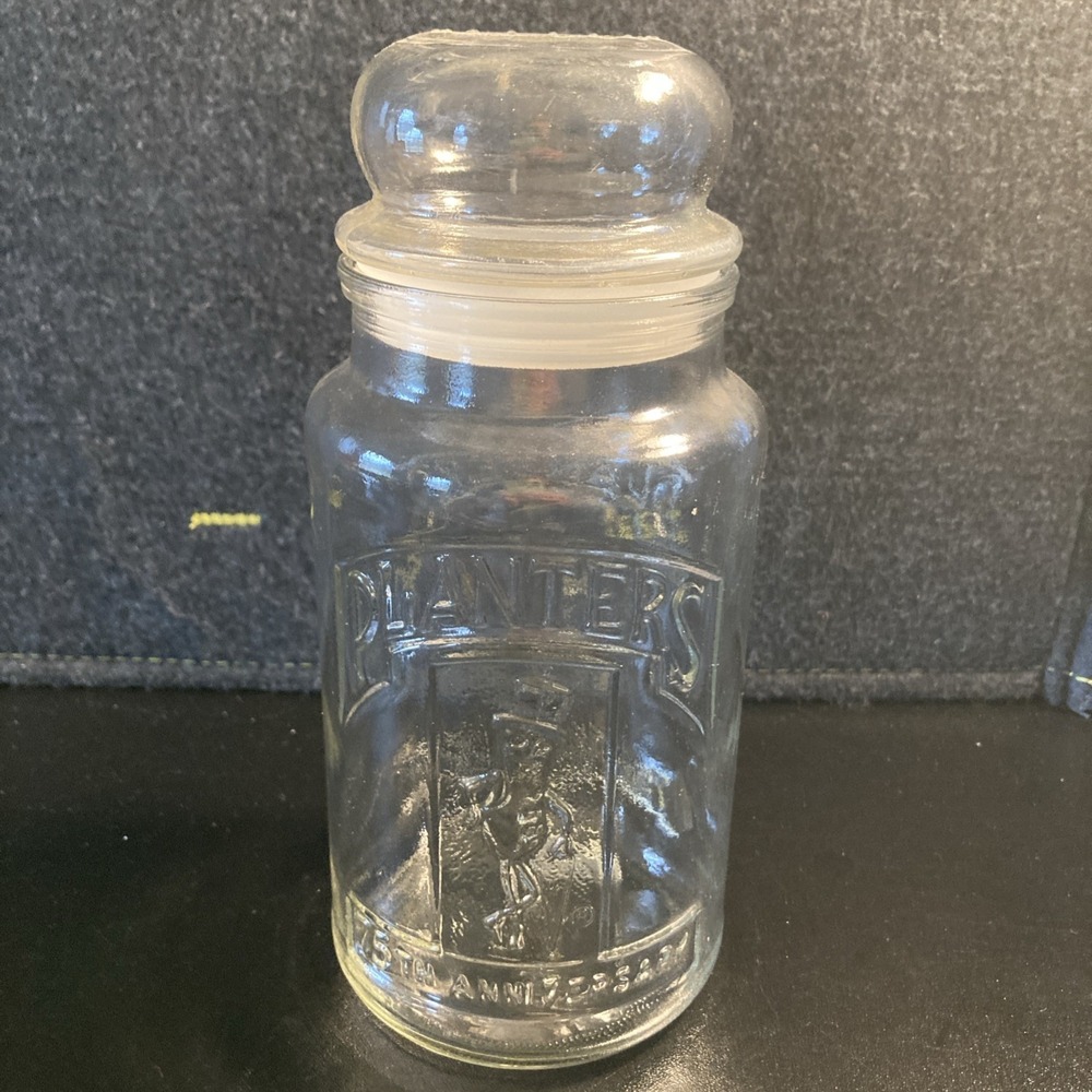 Mr Peanut Glass Jar 75th Anniversary edition 1906-1981 with Lid, Vintage
